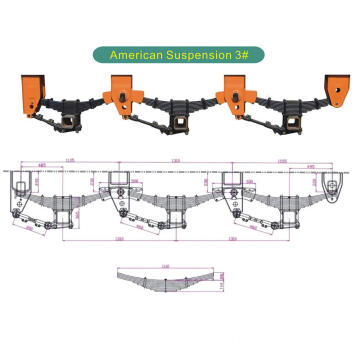 Orange American Type 3 Axle Mechanical Suspension